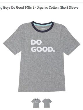 Cotopaxi Big Boys Small Do Good T-Shirt Grey NWT Knit Organic Cotton Blend